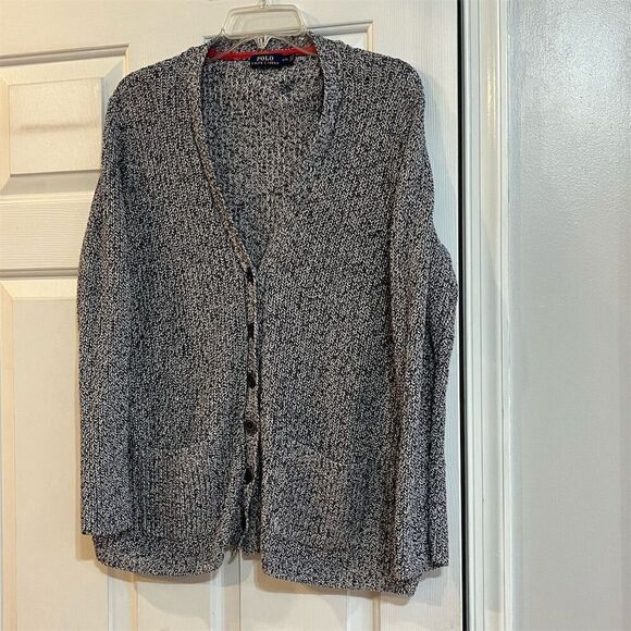 Polo Ralph Lauren Women's Gray Cardigan Sweater L V-Neck Long Sleeve - Picture 2 of 7